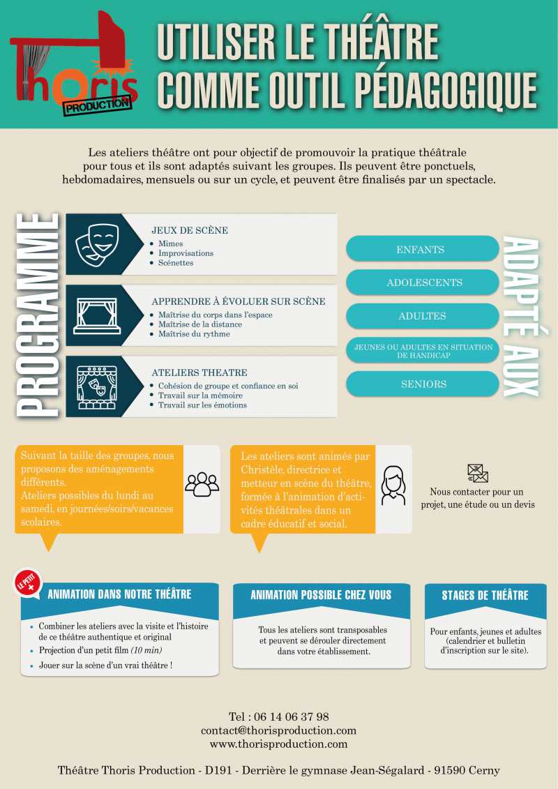 Téléchargez le flyer de nos ateliers théâtre